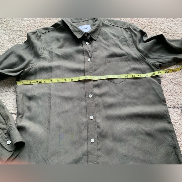 Corridor new york button down Long Sleeve shirt Green Cupro/ Rayon Blend EUC - Picture 7 of 7